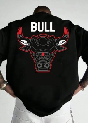 Men Printed Round Neck Cotton Blend Black T-Shirt