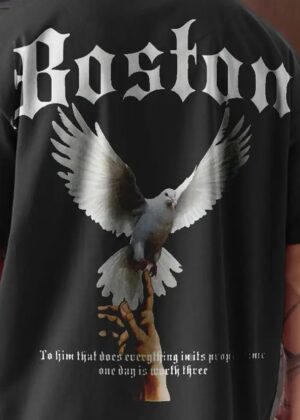 Men Printed Round Neck Cotton Blend Black T-Shirt